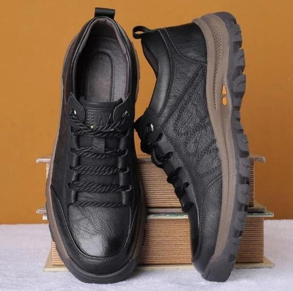 Men's Leather Look Casual Shoes with Grain Texture Upper - image 6
