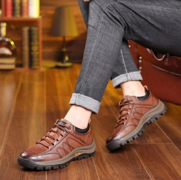 Men's Leather Look Casual Shoes with Grain Texture Upper - image 8
