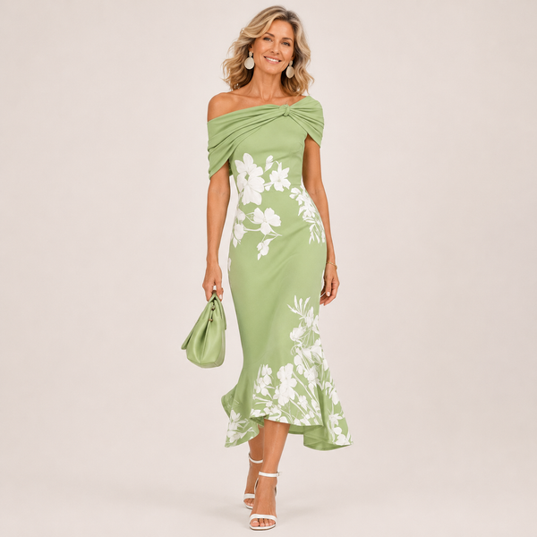 ALTHEA | FLORAL OFF-SHOULDER MIDI DRESS