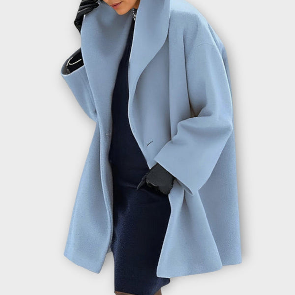 Women's Oversized Mid-Length Coat with Shawl Collar - image 1