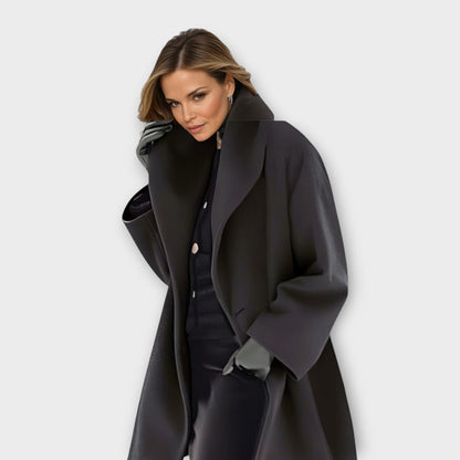Women's Oversized Mid-Length Coat with Shawl Collar - image 4