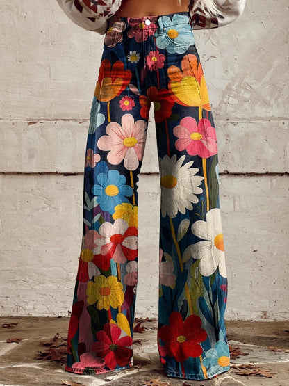 Women's Floral Wide-Leg Trousers in Multicolour - image 1