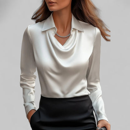 Women's Satin Look Cowl Neck Blouse - image 1