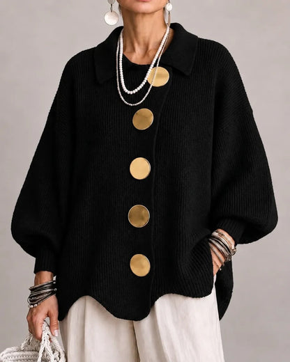 Women's Oversized Chunky Knit Cardigan with Collar - image 10