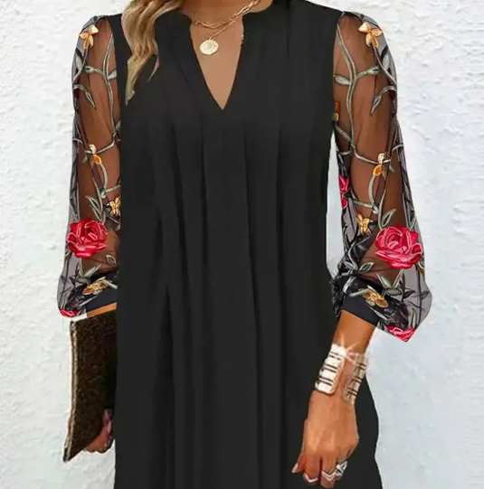 Camille | Elegant Dress with Flowered Sleeves