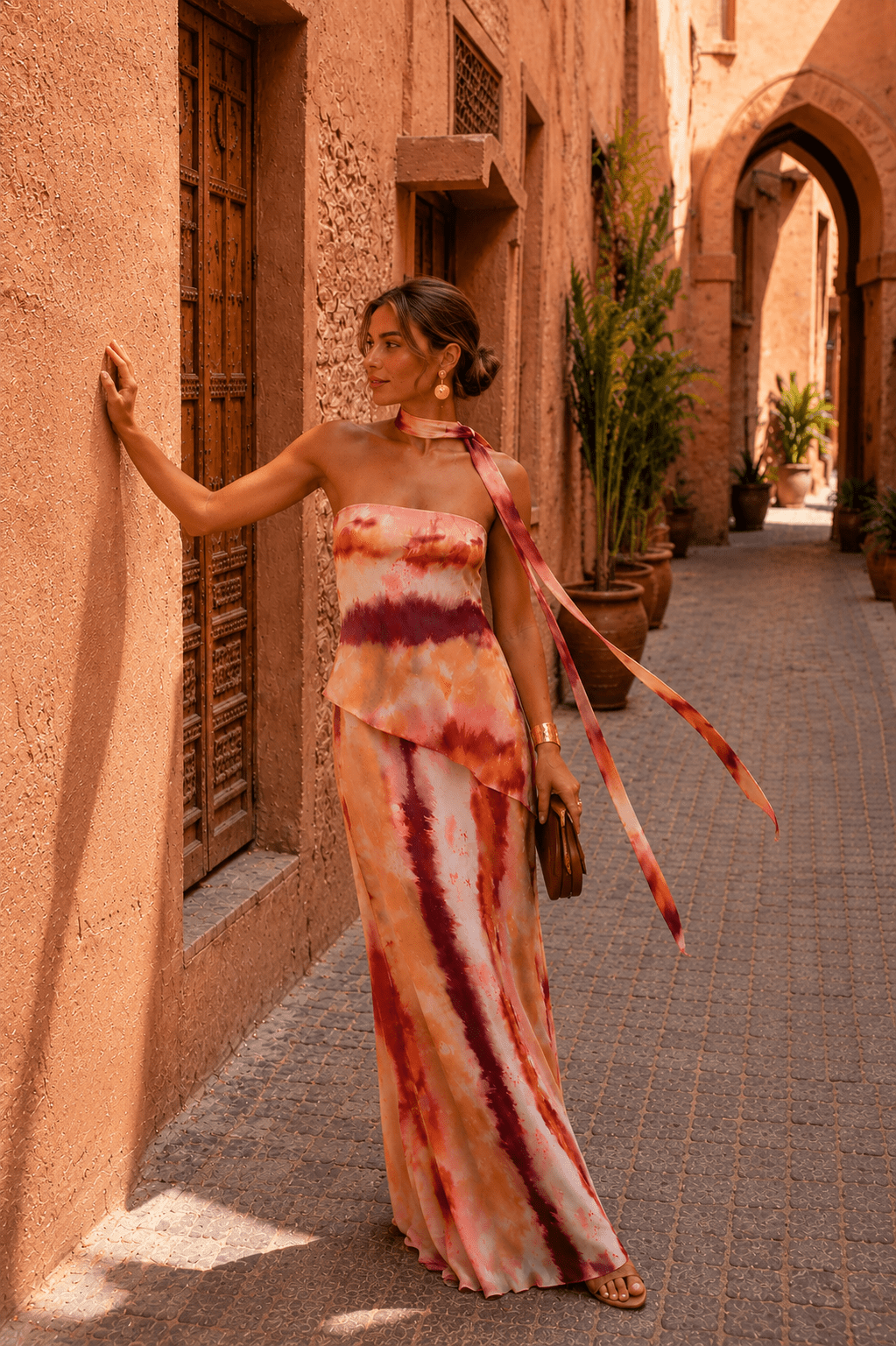 Pilar™ | Long Printed Dress with Strapless Neckline