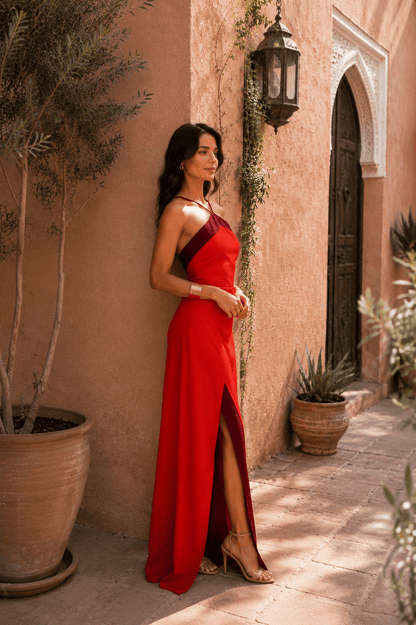 Elisa™ | Long Halter Dress with Slit