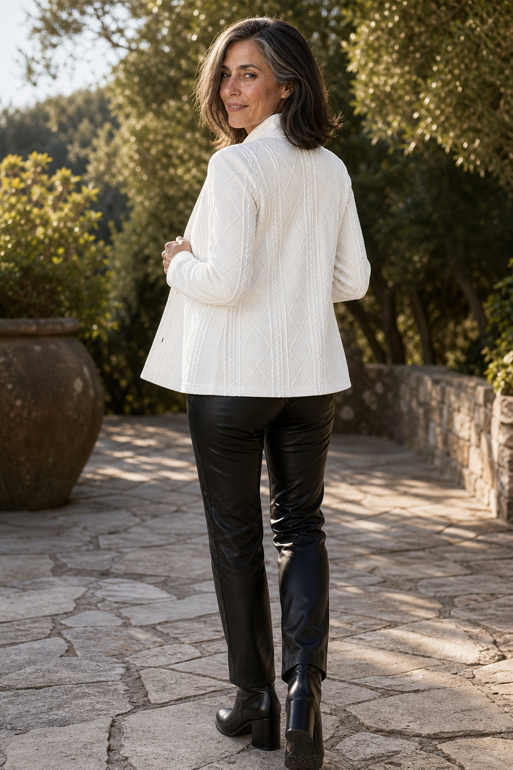 Women's Textured Knit Blazer with Stand Collar - image 4