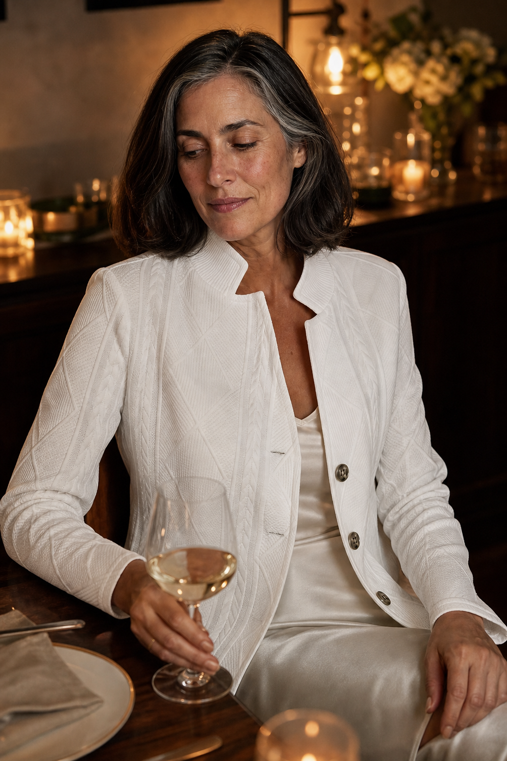 Women's Textured Knit Blazer with Stand Collar - image 5