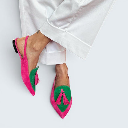Loredana | Women's Ballerinas with Fringing and Ankle Strap