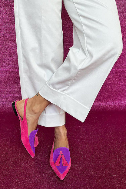 Loredana | Women's Ballerinas with Fringing and Ankle Strap
