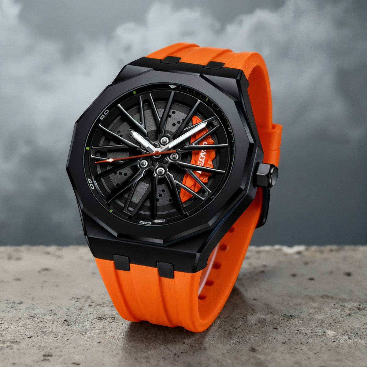 Men's Racing Inspired Watch with Alloy Rim Style Dial and Adjustable Strap - image 5
