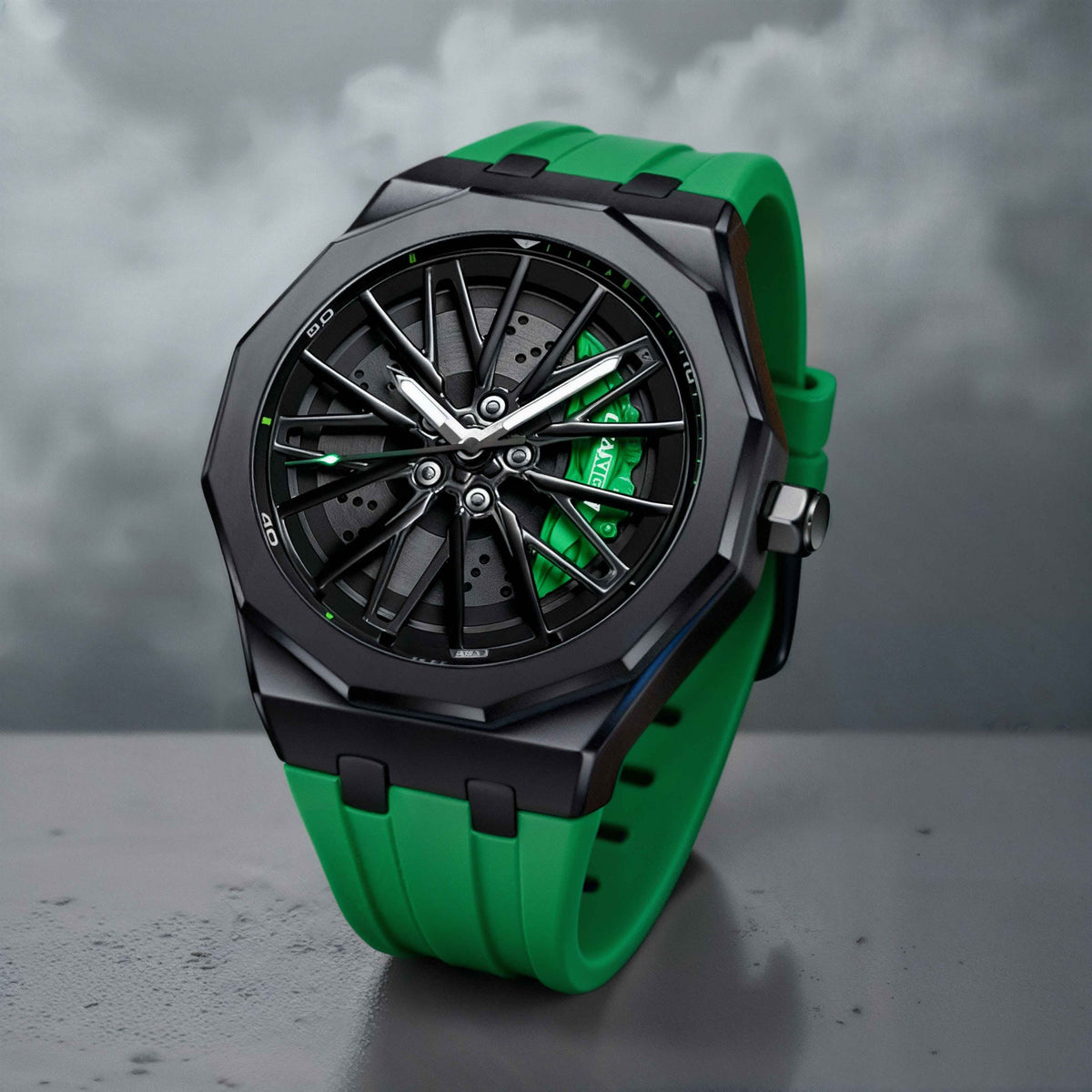 Men's Racing Inspired Watch with Alloy Rim Style Dial and Adjustable Strap - image 3