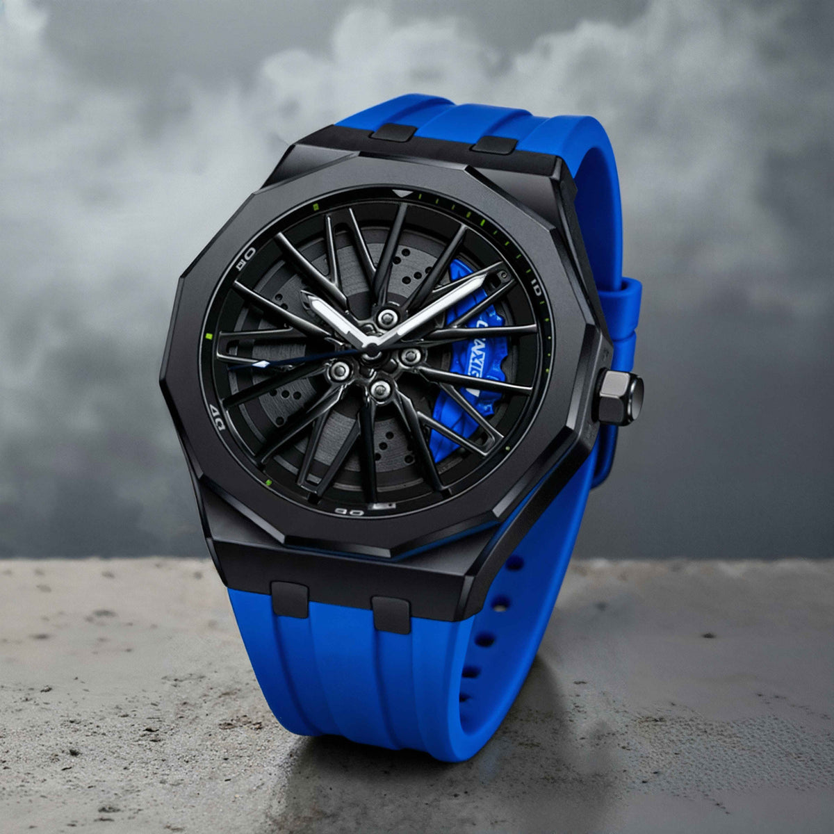 Men's Racing Inspired Watch with Alloy Rim Style Dial and Adjustable Strap - image 4