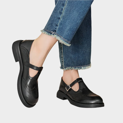 MARY JANE - Perforated Buckle Moccasins