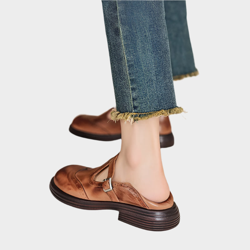 MARY JANE - Perforated Buckle Moccasins