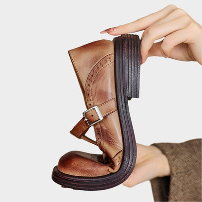 MARY JANE - Perforated Buckle Moccasins