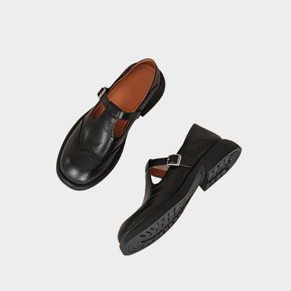 MARY JANE - Perforated Buckle Moccasins