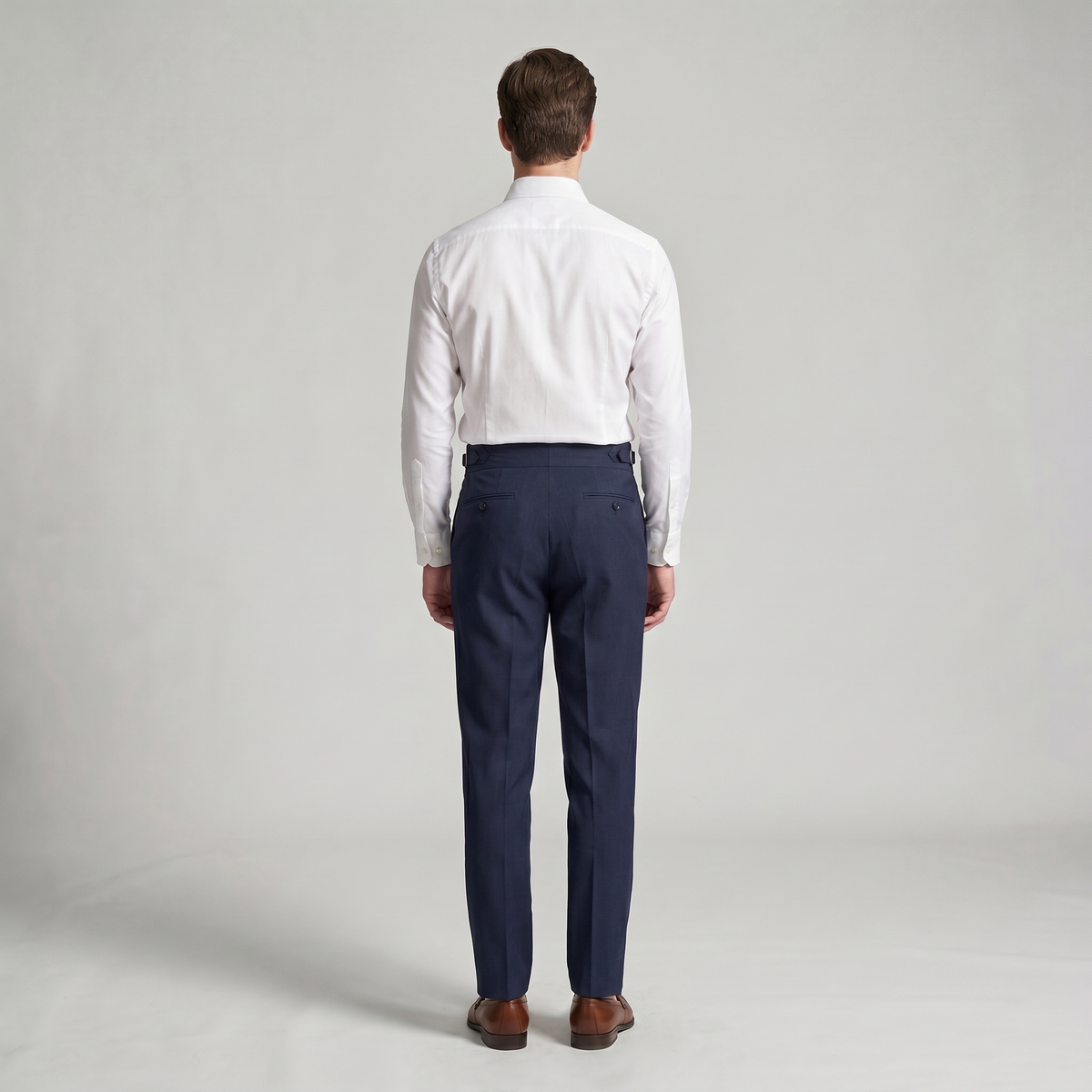 Men's Double Pleat High Waist Trousers with Side Adjusters and Tapered Leg - image 3