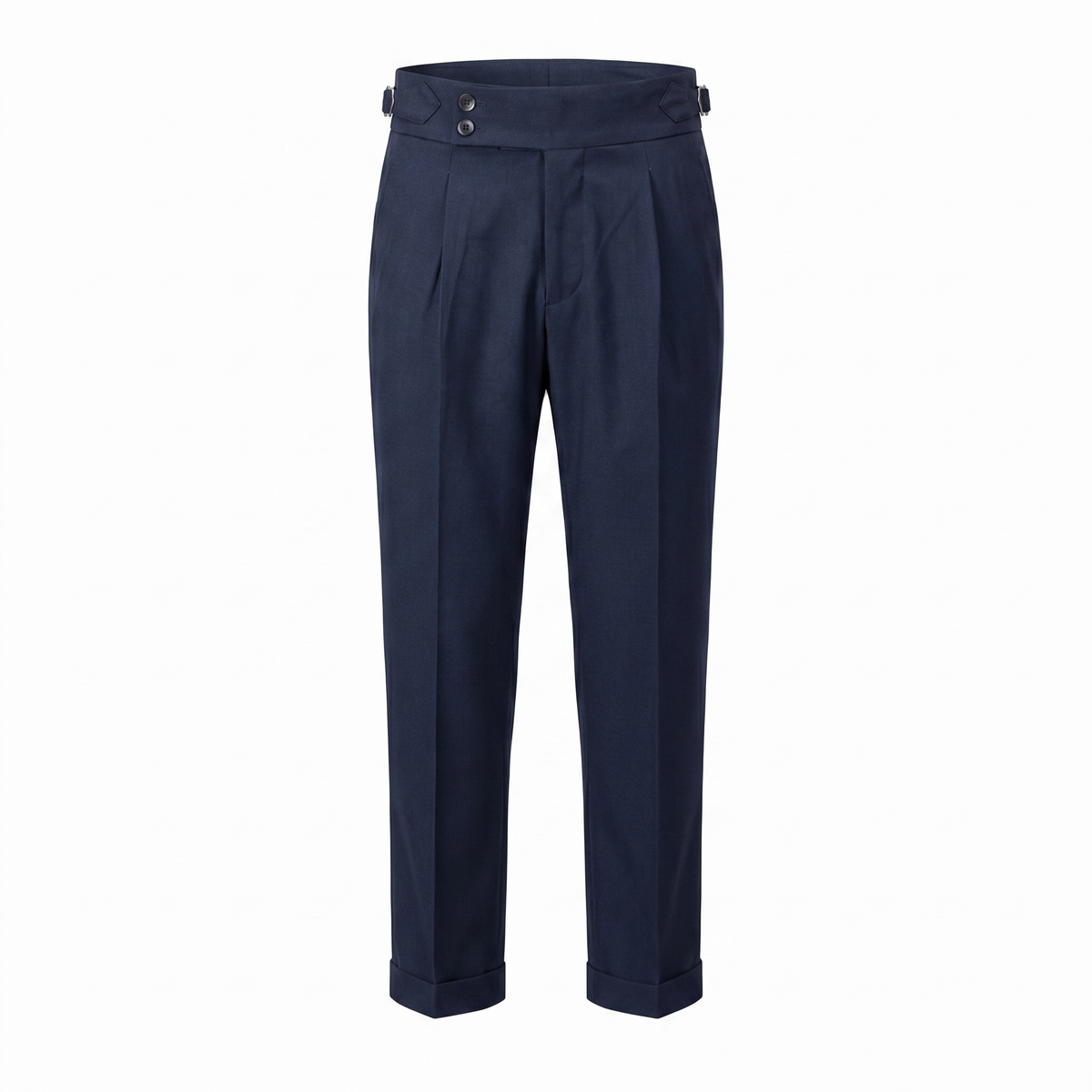 Men's Double Pleat High Waist Trousers with Side Adjusters and Tapered Leg - image 5