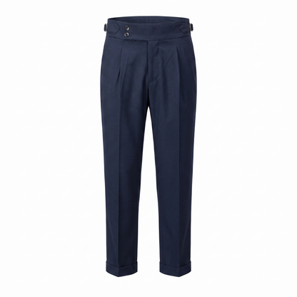 Men's Double Pleat High Waist Trousers with Side Adjusters and Tapered Leg - image 5