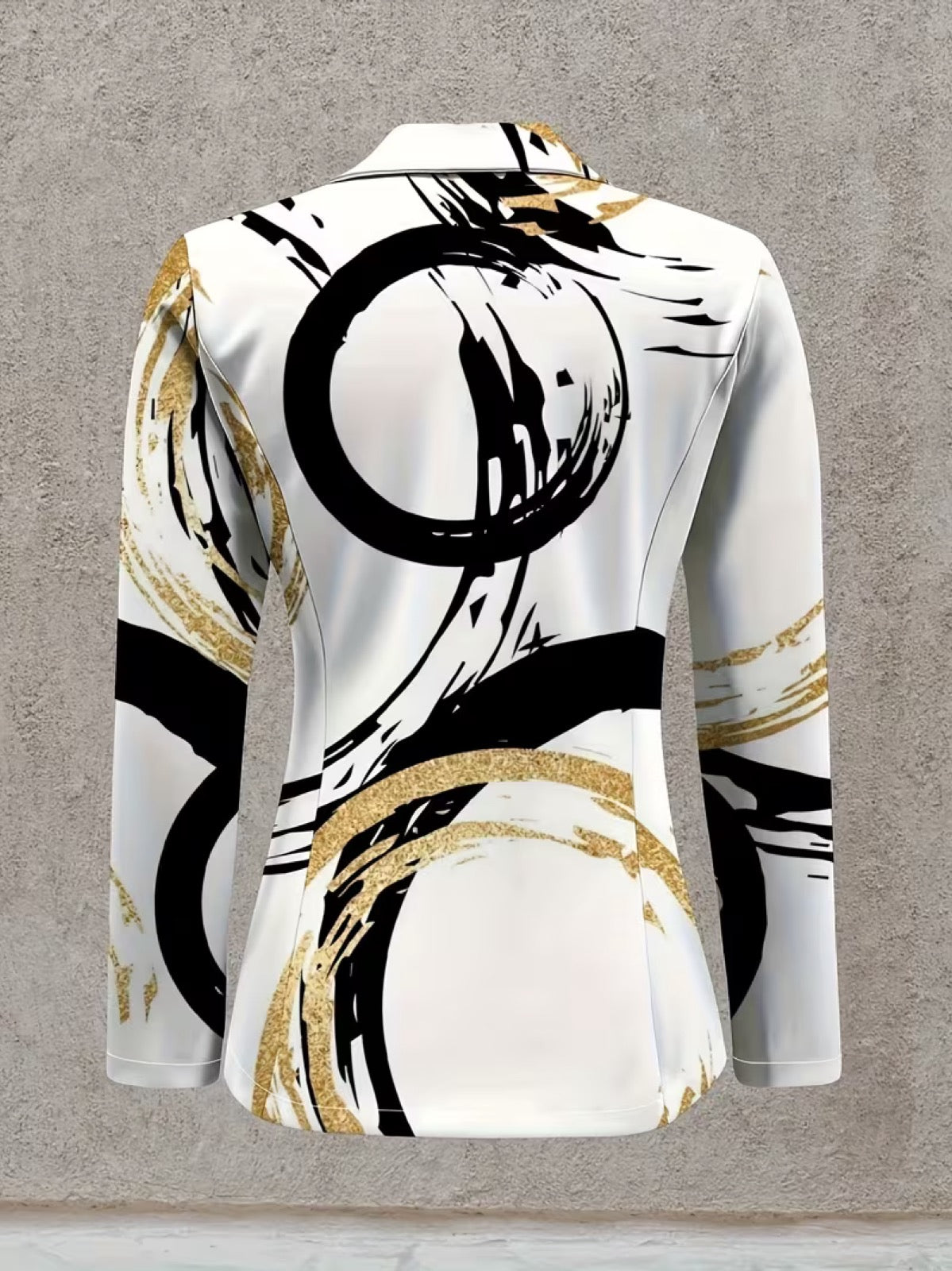 Women's Abstract Brushstroke Print Blazer - image 4