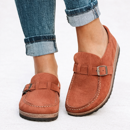 Women's Suede Look Slip-On Loafers with Buckle Detail - image 4