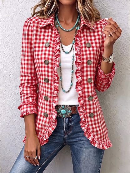 Carmela | Gingham Jacket with Ruffles