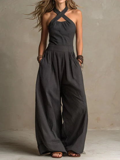 Elisa | Elegant Crossover Neck Jumpsuit