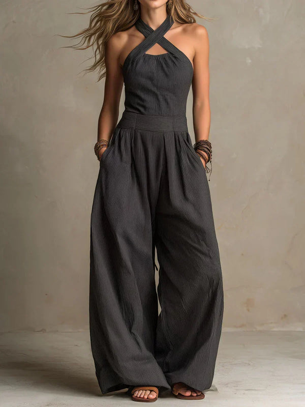 Elisa | Elegant Crossover Neck Jumpsuit