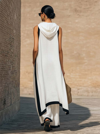 Yenira | Elegant two-piece cotton and linen set with artistic cut