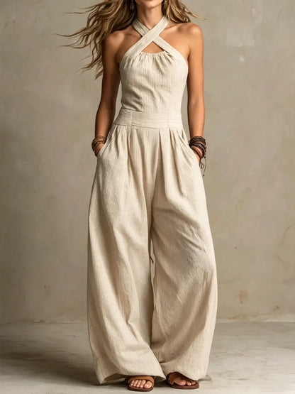 Elisa | Elegant Crossover Neck Jumpsuit