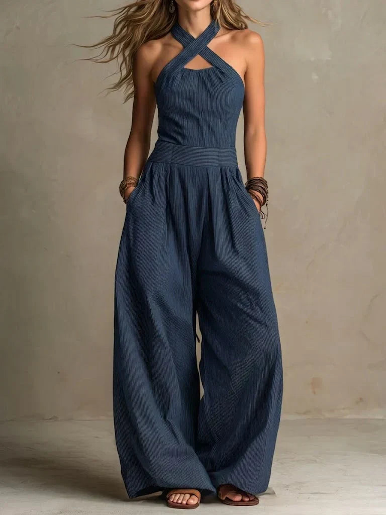 Elisa | Elegant Crossover Neck Jumpsuit