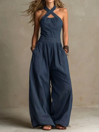 Elisa | Elegant Crossover Neck Jumpsuit