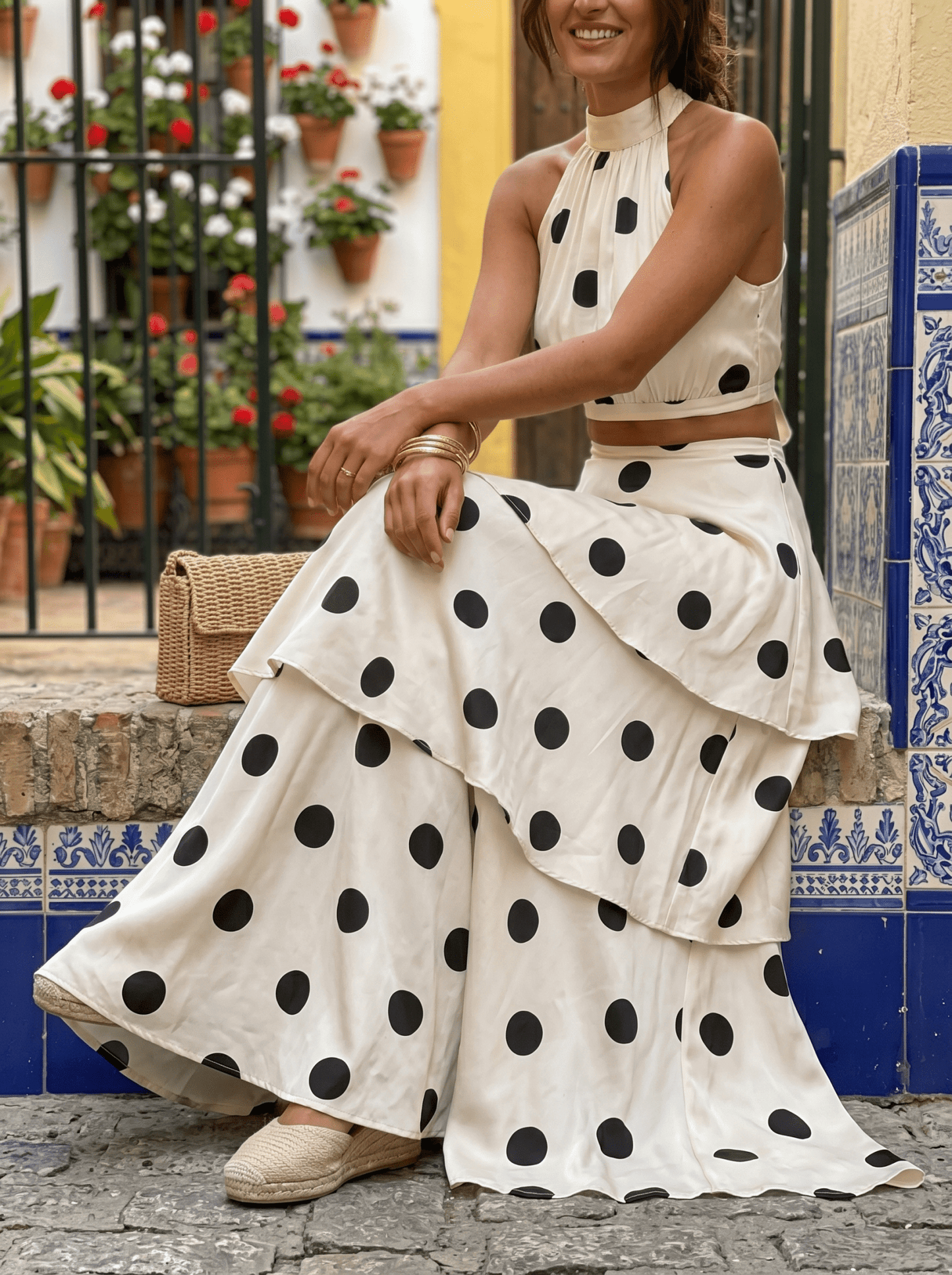 Alina™ | Polka Dot Top and Long Skirt Set