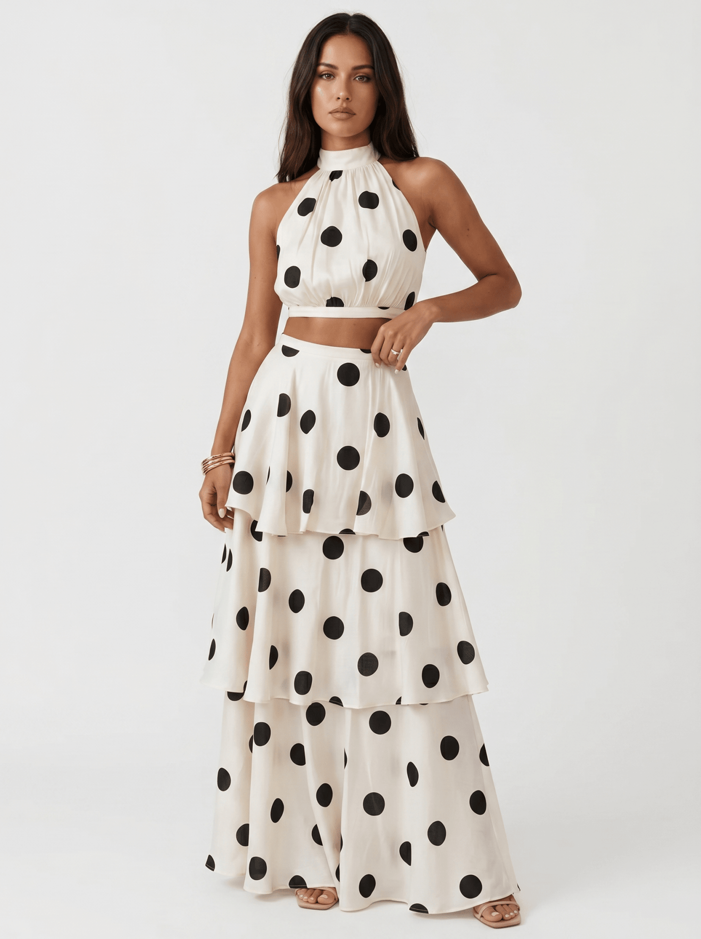 Alina™ | Polka Dot Top and Long Skirt Set