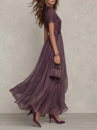 Women's Purple Chiffon Look Maxi Dress - image 3