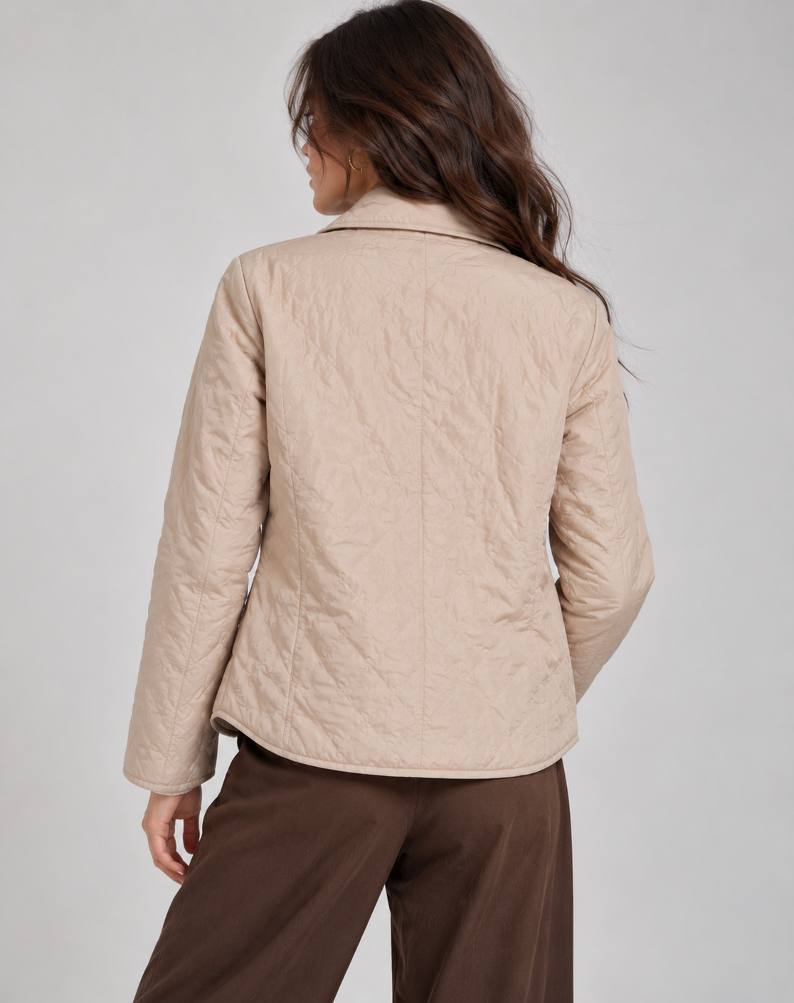 Women's Quilted Jacket with Collar and Button Fastening - image 4
