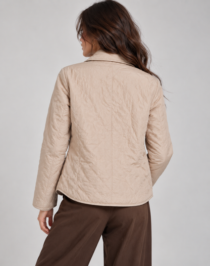 Women's Quilted Jacket with Collar and Button Fastening - image 4