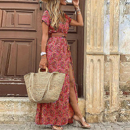 Joselin™ – Long Bohemian Dress with Belt