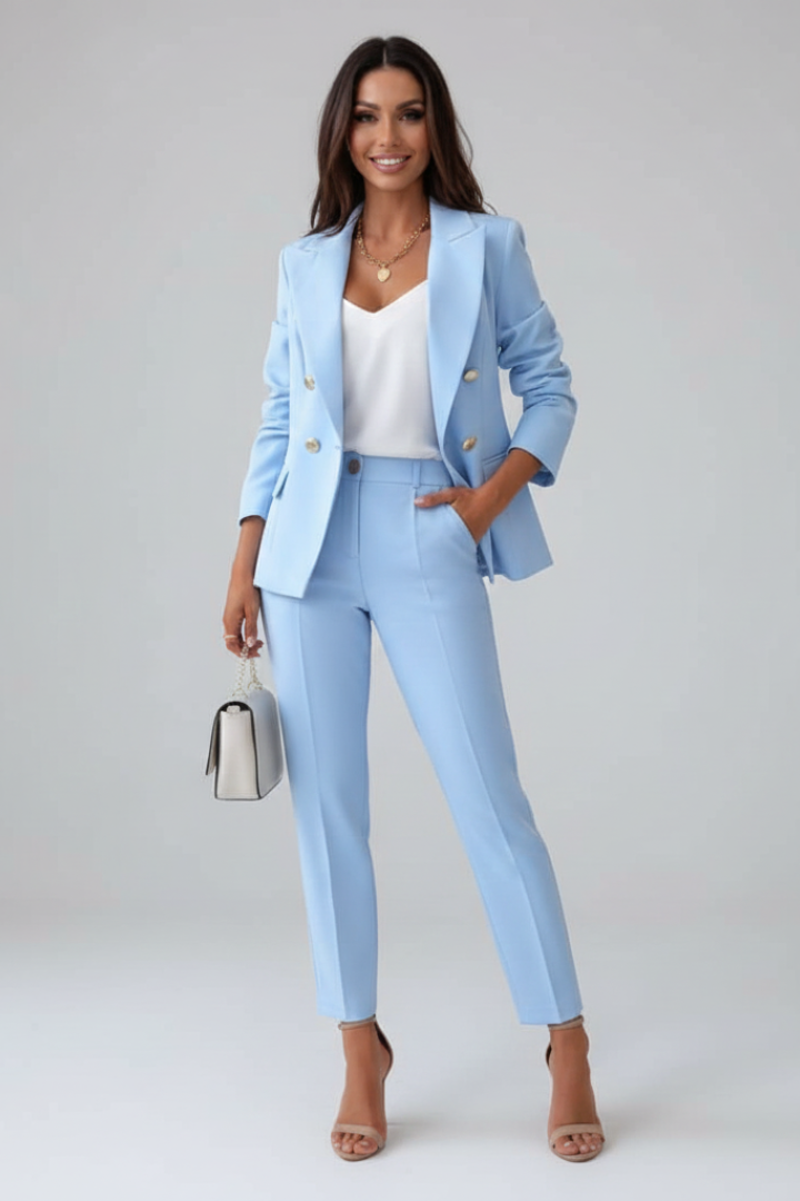 Women's Double-Breasted Blazer Suit Set - image 2