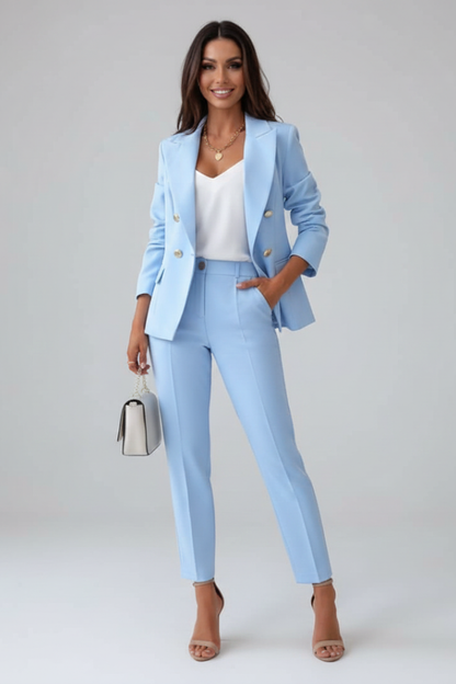 Women's Double-Breasted Blazer Suit Set - image 2
