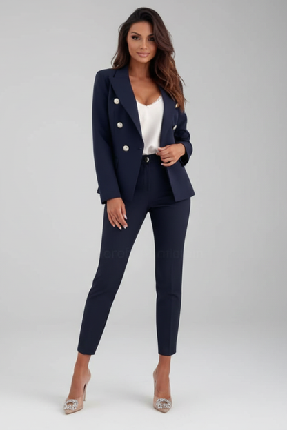 Women's Double-Breasted Blazer Suit Set - image 7