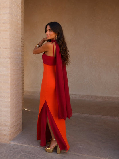 Sofia™ | Two-Tone Draped Long Dress