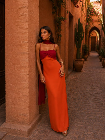 Sofia™ | Two-Tone Draped Long Dress