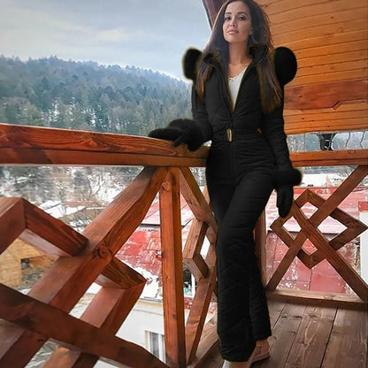 Women's Belted Ski Suit with Hood - image 2