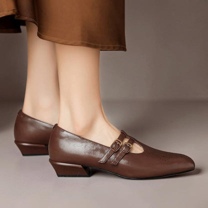 Estella | Brogued Dual-Strap Mary Jane Pumps