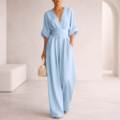 Elira | Essential V-Neck Wide-Leg Jumpsuit