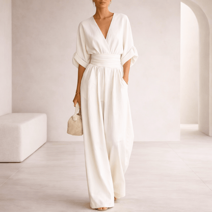 Elira | Essential V-Neck Wide-Leg Jumpsuit