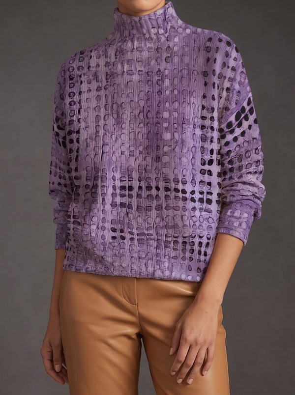 Women's Lavender Lattice Print Turtleneck Jumper - image 1